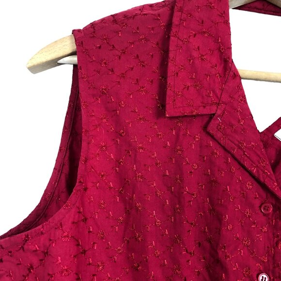 Faded Glory Red Sleeveless Button Front Tie Waist Blouse Large - Picture 4 of 7